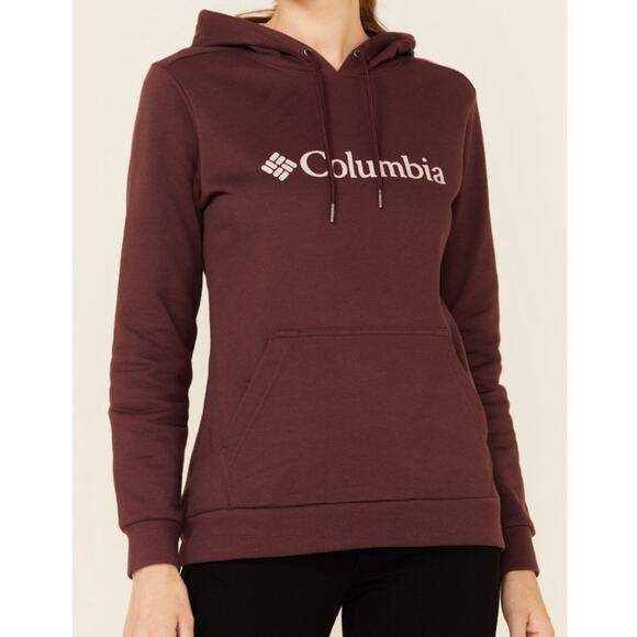 Columbia Hooded Sweatshirt Burgundy Large - Picture 1 of 8